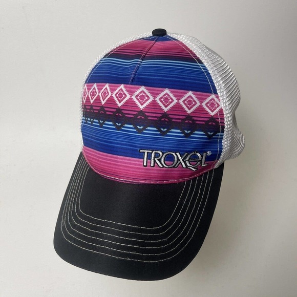Troxel Trucker Hat Cap Aztec Print Black Pink Blue White Equestrian Horse Riding - Picture 12 of 12